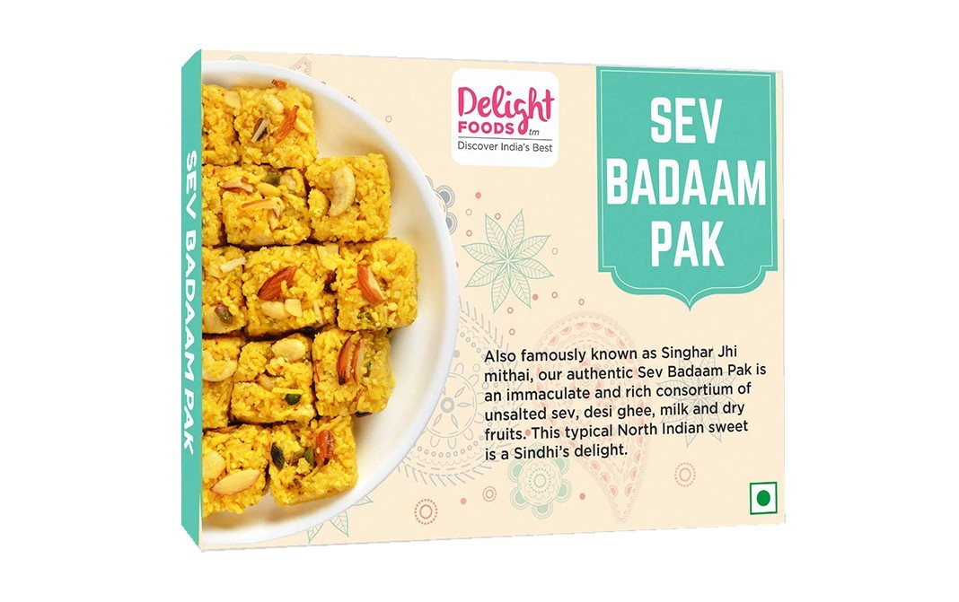 Delight Foods Sev Badaam Pak    Box  500 grams